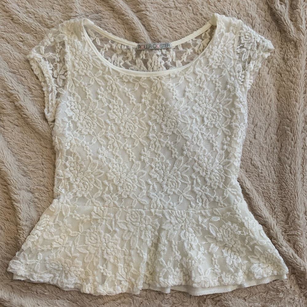 Floral Lace Flounce Peplum Top - Forever 21